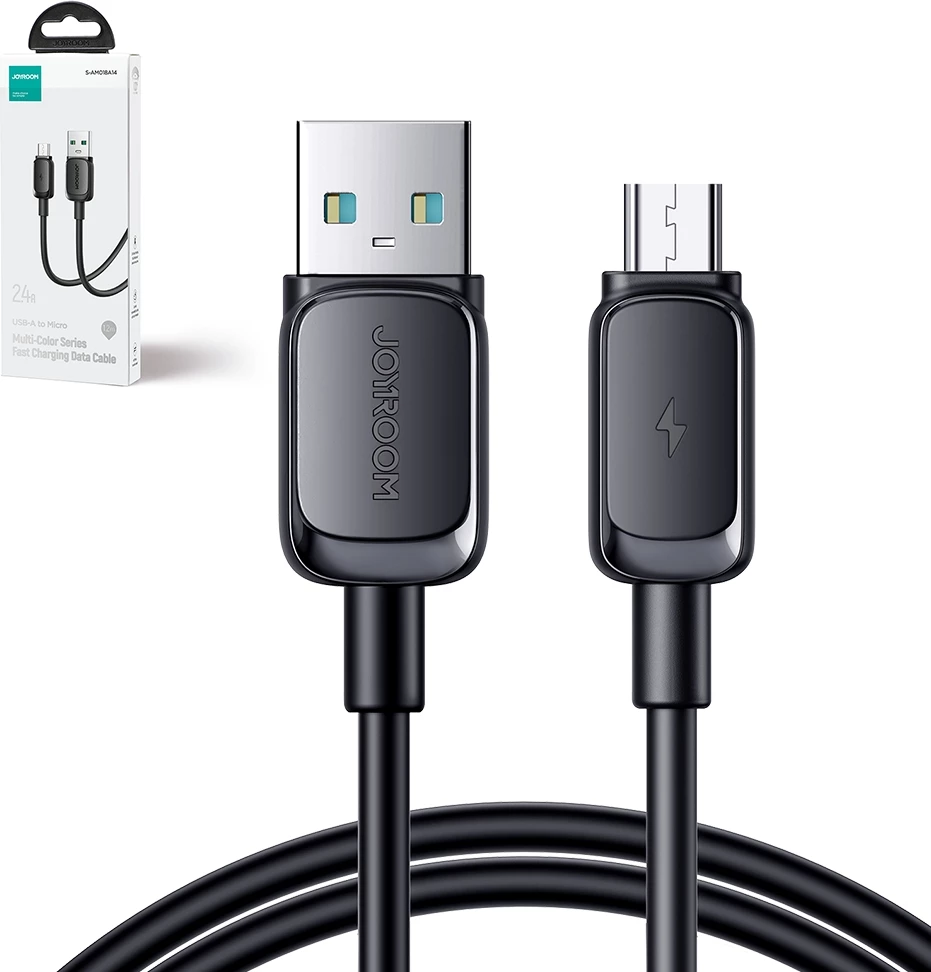 Kabllo Joyroom Multi-Color Series A14, USB-A në micro USB, 2m, 2.4A, e zezë