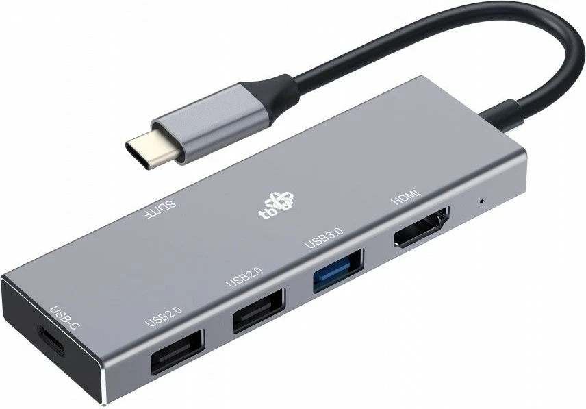 Adapter HUB USB C 7-në-1 TB, HDMI, USB 3.0/2.0, SD/TF, Grafit