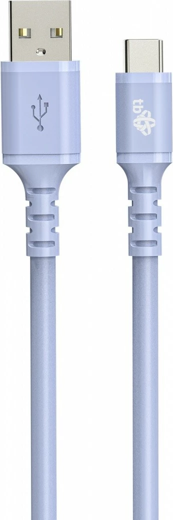 Kabllo silikoni USB në USB Type-C TB, 1m, Vjollcë