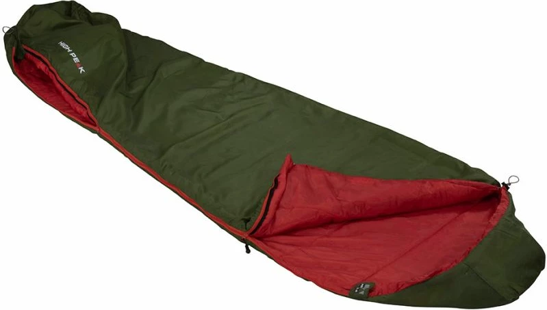 Thes gjumi High Peak Lite Pak 800, për turizëm në natyrë, e kuqe dhe e gjelbër