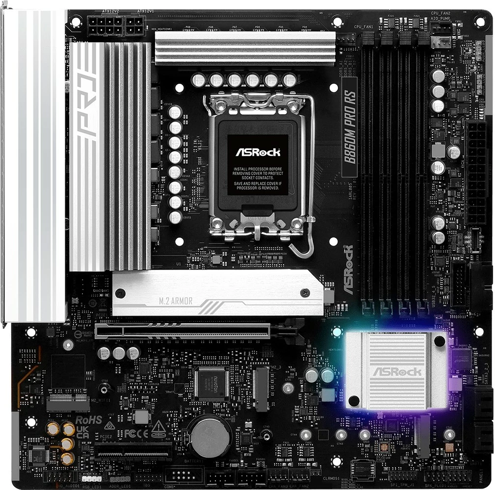 Pllakë amë ASRock B860M Pro RS, Intel, LGA 1851, DDR5-SDRAM, micro ATX