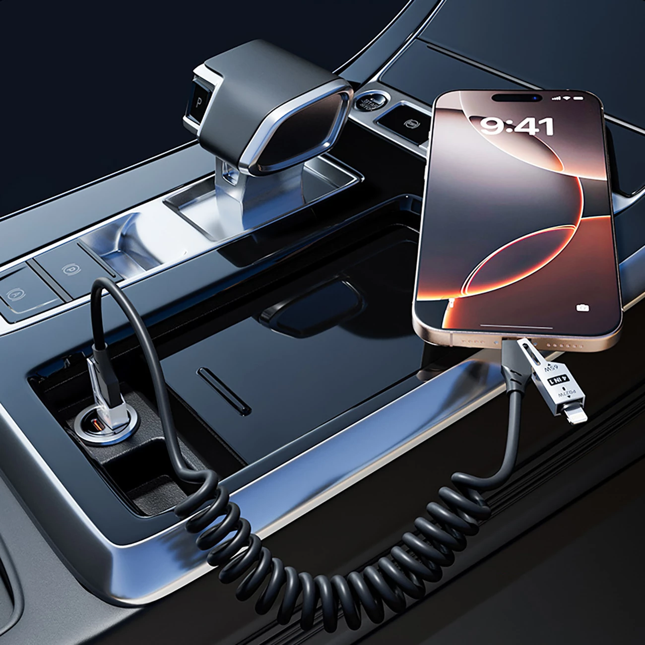 Kabllo 4-në-1 Dudao L20 Pro, 1.5m, 65W, USB-A/USB-C në Lightning/USB-C, e zezë