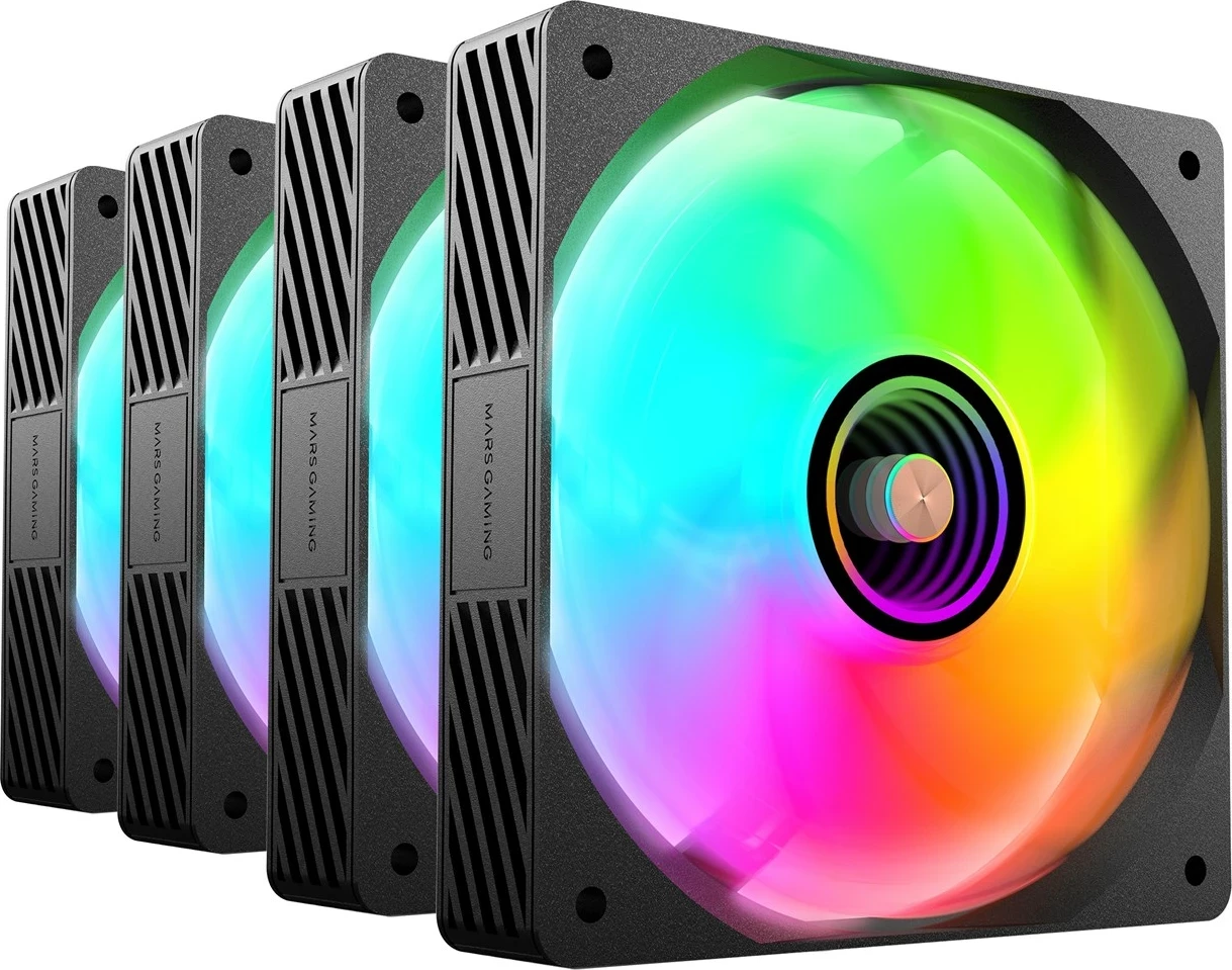 Set ventilatorësh për kasë kompjuteri TACENS Mars Gaming MFSI4KIT, 4x12 cm, LED gjelbër, i zi
