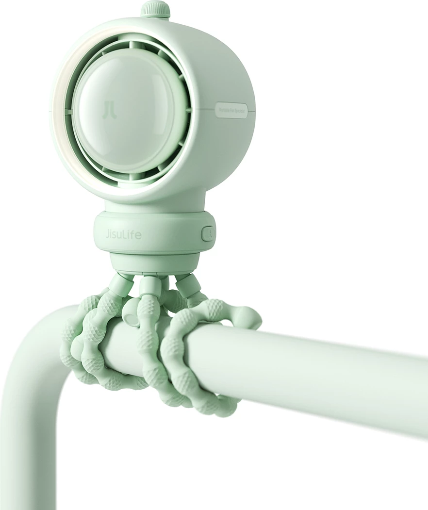 Ventilator portativ Jisulife Life2S me këmbë fleksibile, 5000mAh, filter ajri, USB-C, Jeshil