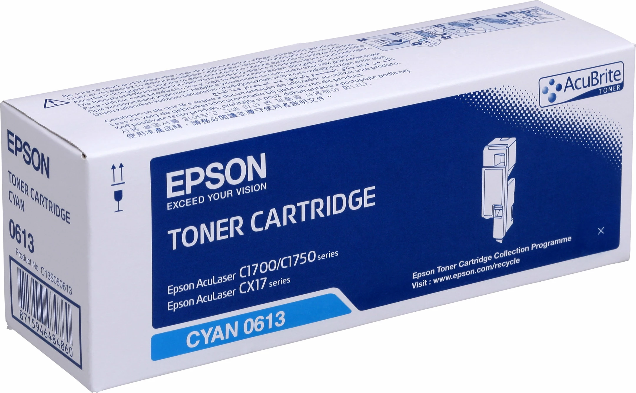 Toner Epson C13S050613 për AcuLaser C1700/C1750/CX17, Cyan, 1-pack