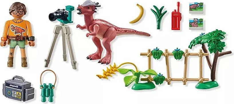 Set lodrash Playmobil Dinos 71822 me figurë Stygimoloch dhe studiues, 37 pjesë