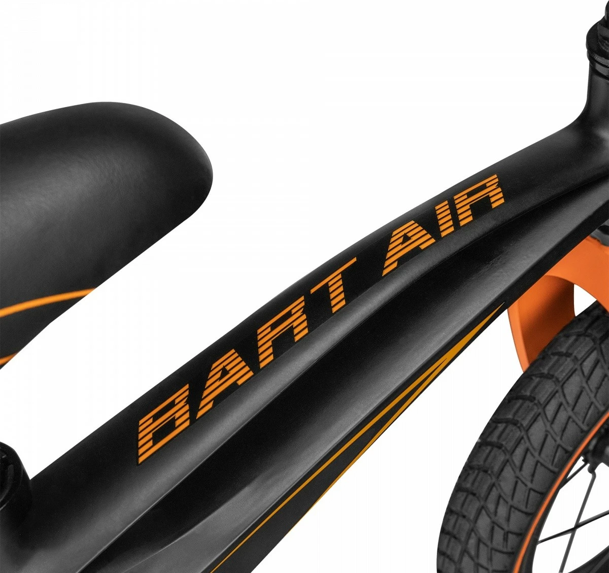 Biçikletë balancuese Lionelo Bart Air Sporty, 12", për fëmijë, E zezë/Portokalli