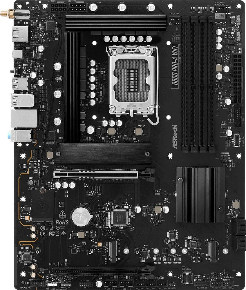 Pllakë amë ASRock B860 PRO-A WIFI, ATX, LGA1851, DDR5, WiFi 6E, e zezë