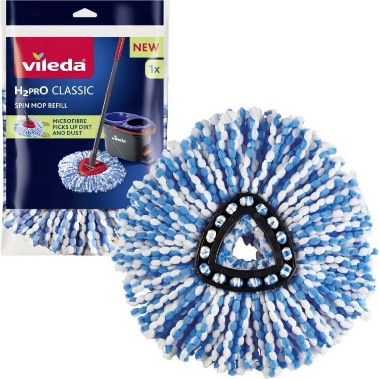 Refill për mop rrotullues Vileda H2prO Classic, 1 copë, bardhë/blu
