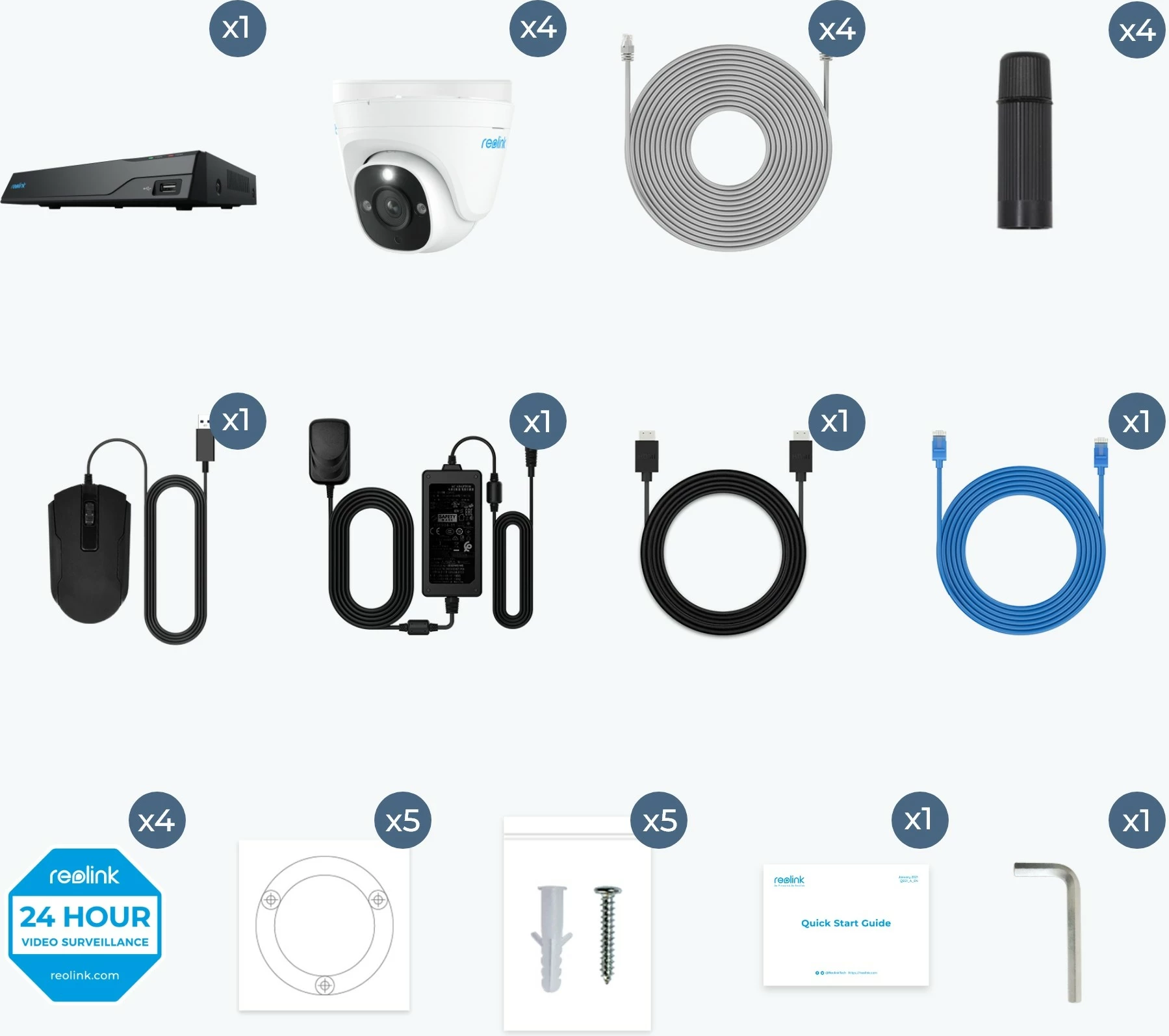 Sistem sigurie Reolink NVS8-8MD4, 4K UHD, 8 kanale, vizion natë 100 ft, detektim i zgjuar, i lidhur, dome, RJ-45, brenda/jashtë, 700 lm, 6500 K