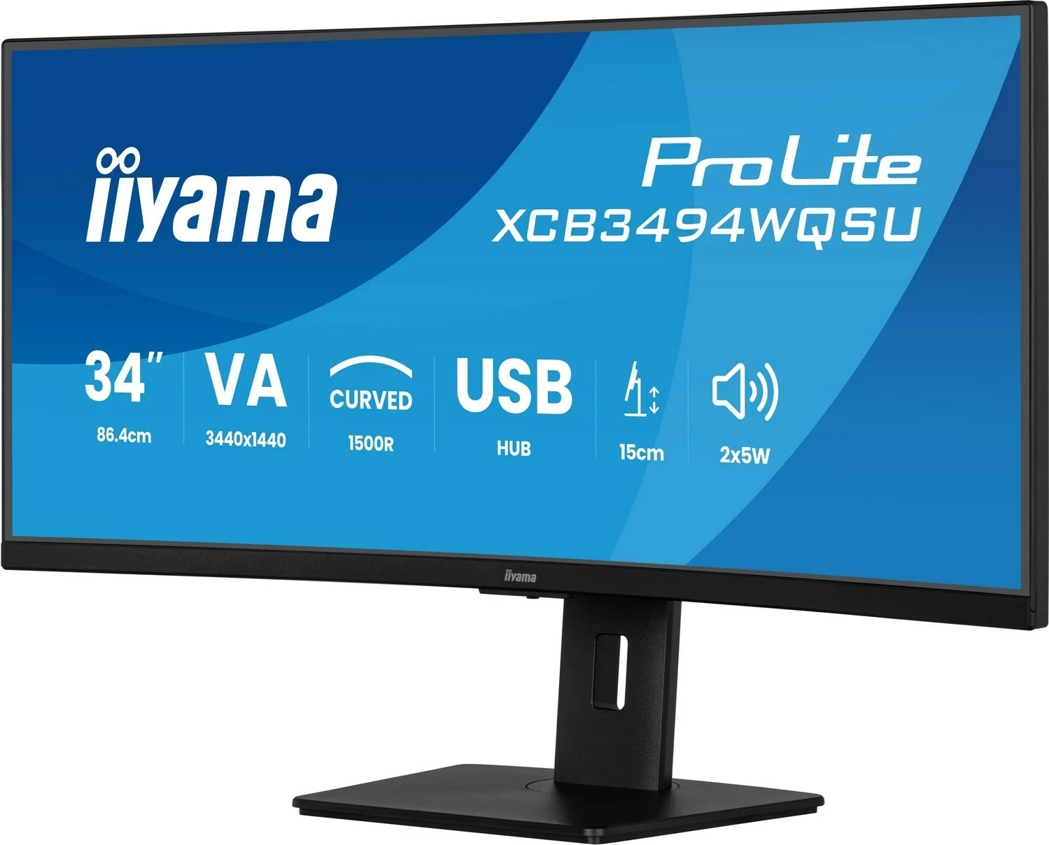 Monitor iiyama ProLite XCB3494WQSU-B1 34 inç, UWQHD, VA, 0.4ms, 120Hz, zi