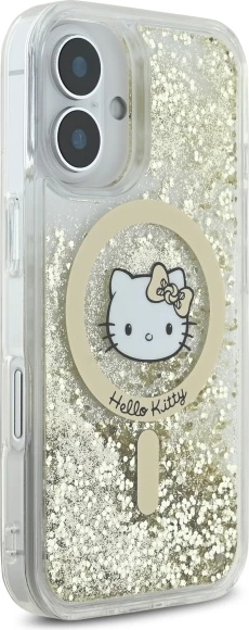 Mbështjellës Hello Kitty Liquid Glitter Fever MagSafe për iPhone 16, Gold