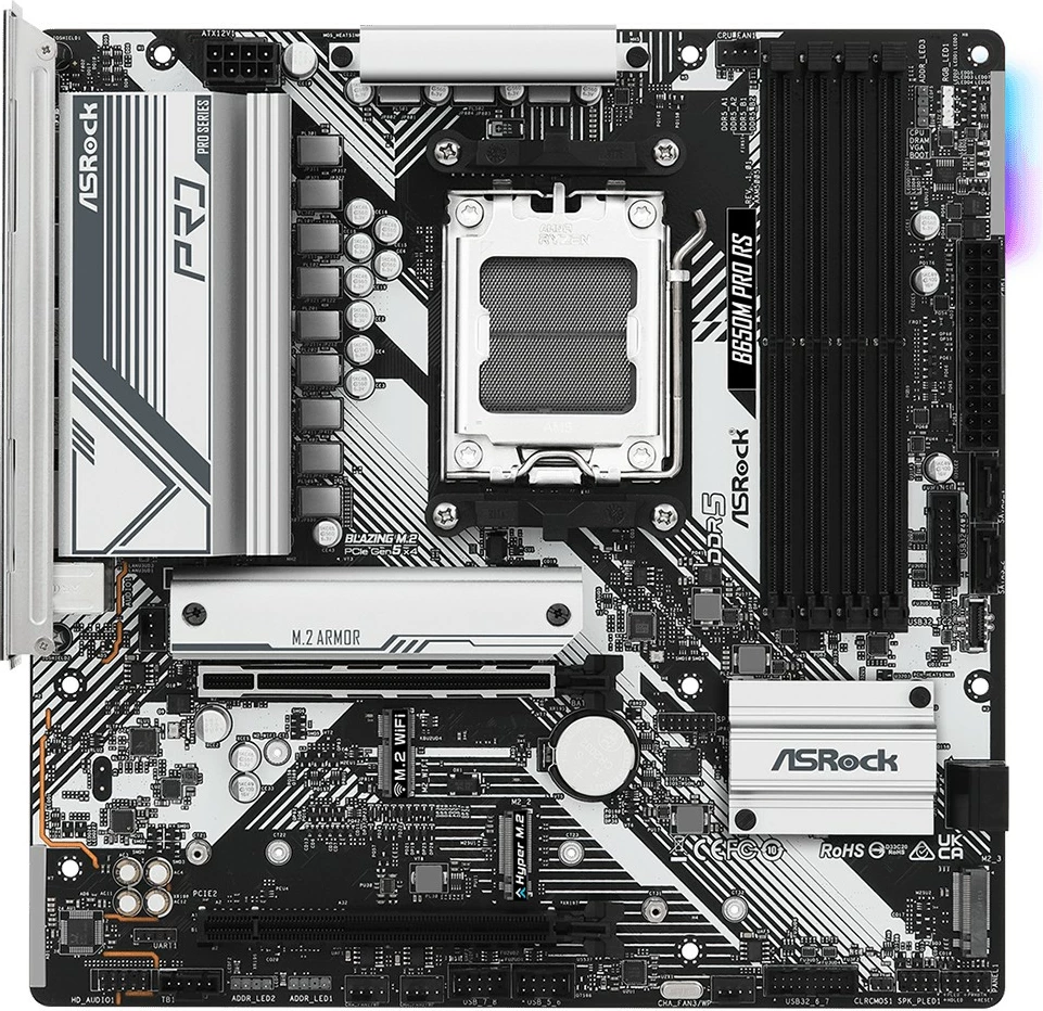 Pllakë amë ASRock B650M Pro RS, AMD, Socket AM5, DDR5-SDRAM, micro ATX
