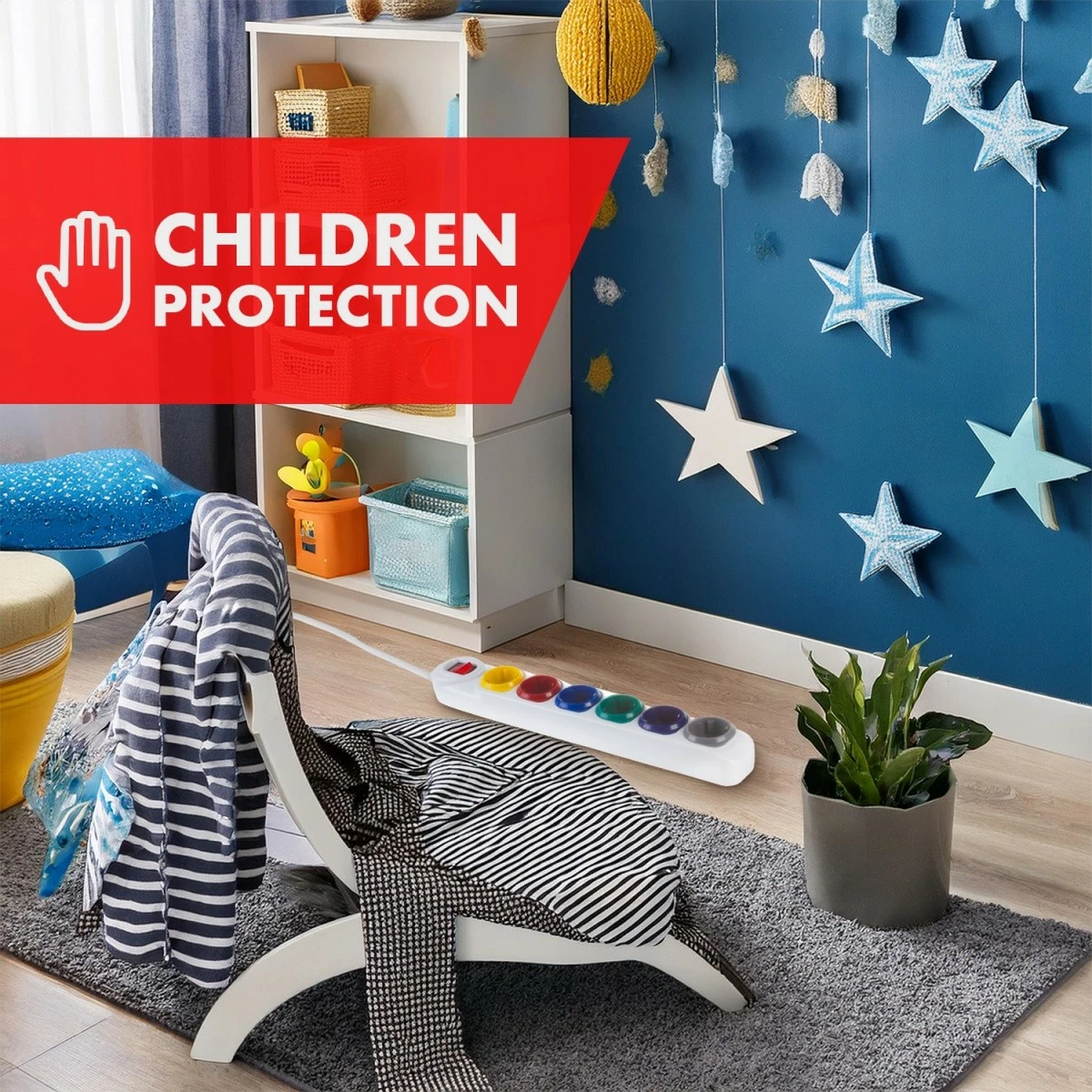 Listë elektrike Maclean MCE509 W, 6 dalje, 1.5m, e bardhë, me çelës