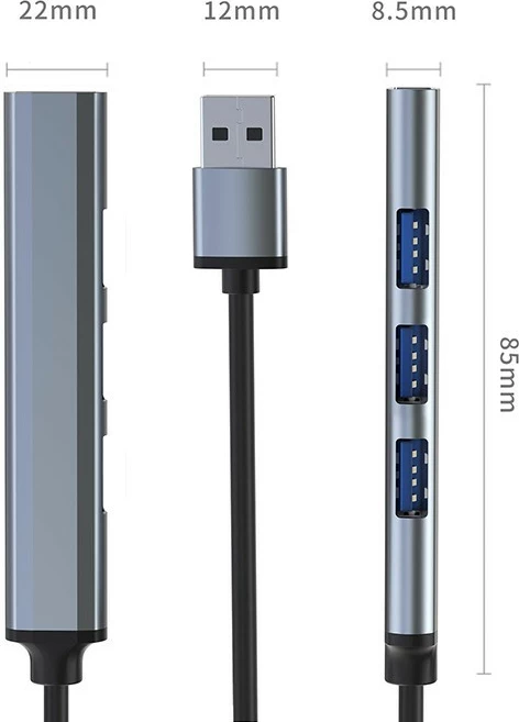 HUB USB 3.0 Qoltec 53791, 4 porte, grafit