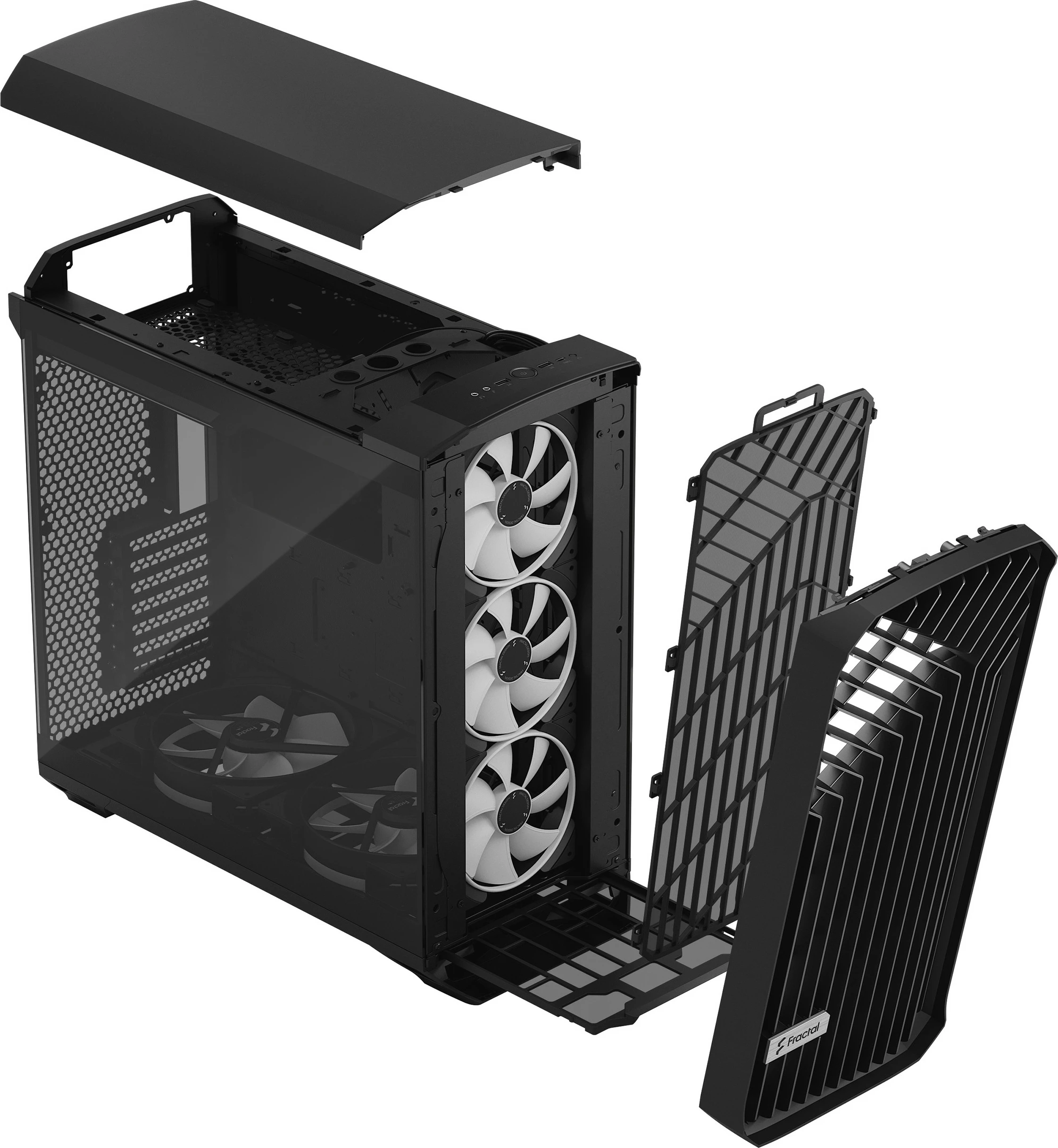 Kasë Fractal Design Torrent, Tower, PC, ATX, EATX, ITX, micro ATX, SSI CEB, Tempered glass, Gaming, e zezë