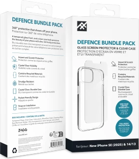 Mbështjellës Zagg IF Defense Bundle për iPhone 16e/15/14/13, Transparent