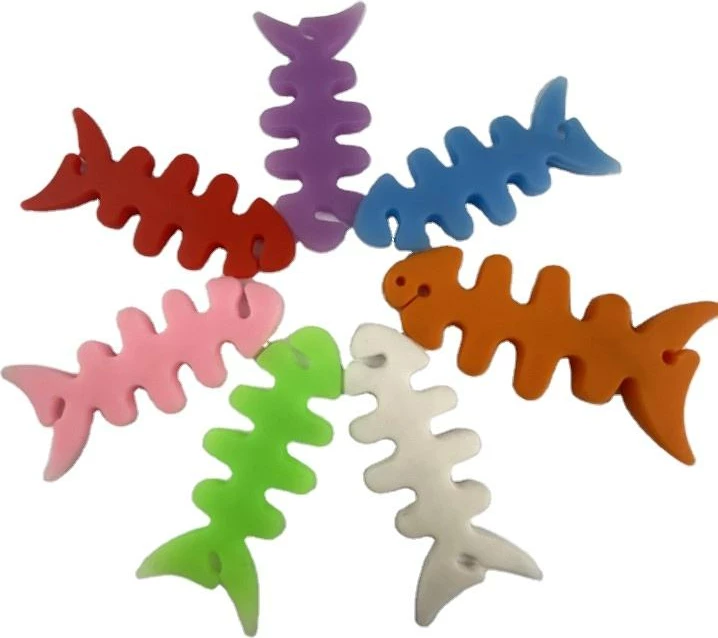 Mbështjellës kabllo për kufje Hurtel, formë peshku, plastikë, rozë