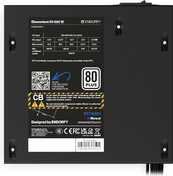 Kasë Endorfy Elementum E5, 550 W, e zezë