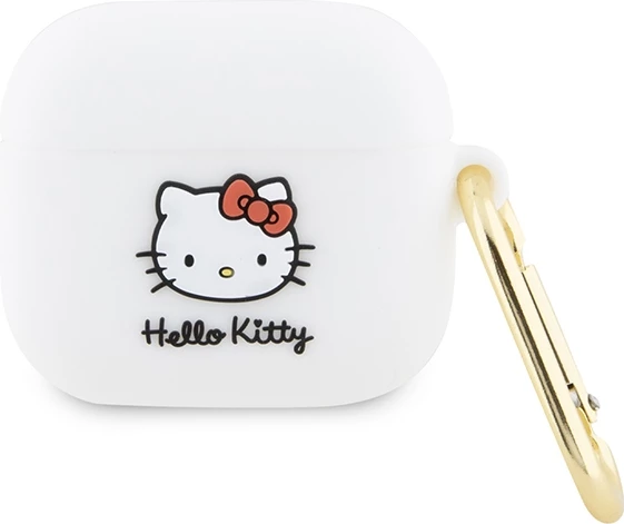Mbështjellës Hello Kitty për AirPods 3, silikon 3D, i bardhë, me unazë