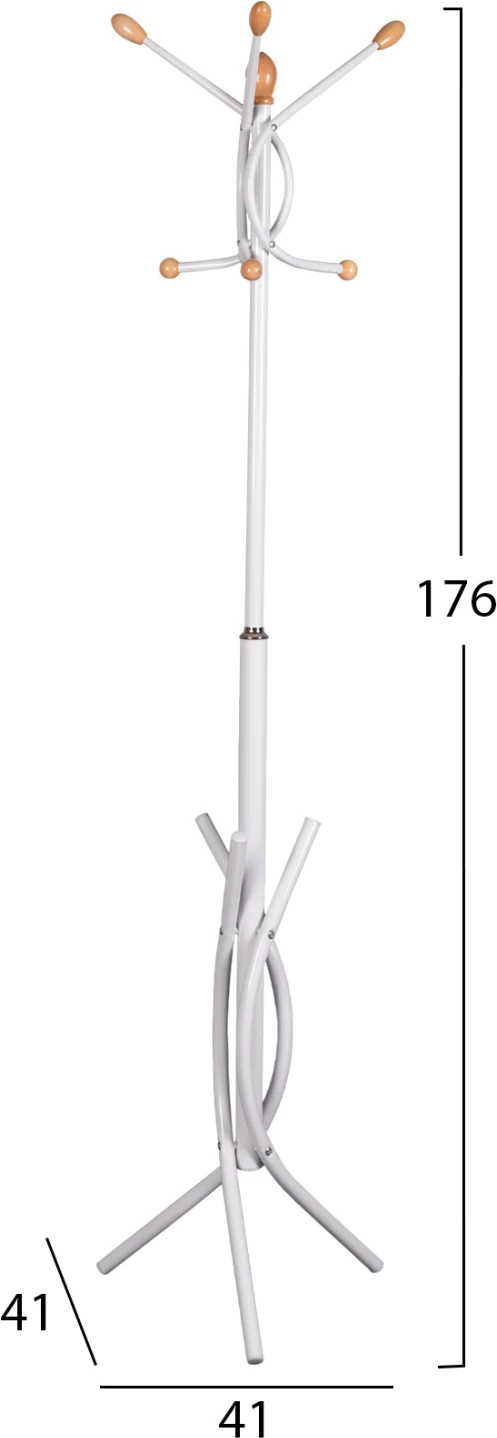 Varëse dyshemeje FH9575.02 metalike, ngjyrë e bardhë, 7 pozicione varëse, 41x41x176H cm