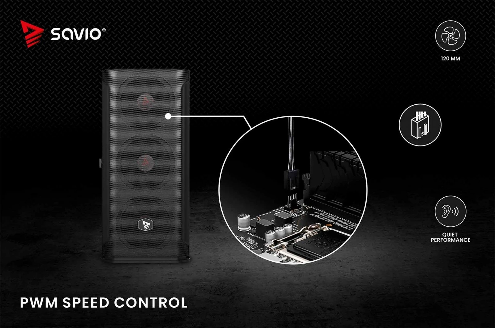 Ventilator kase Savio BLADE X1, 120mm, 4-pin PWM, i zi