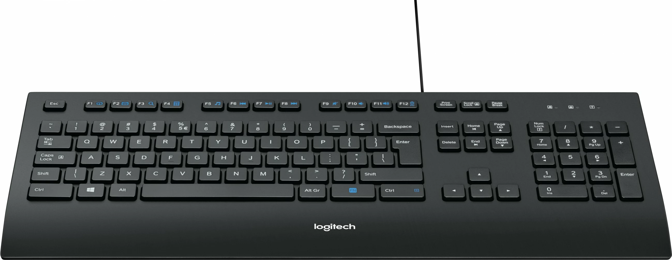 Tastierë Logitech K280e për Biznes, Full-size (100%), Wired, USB, QWERTY, E zezë