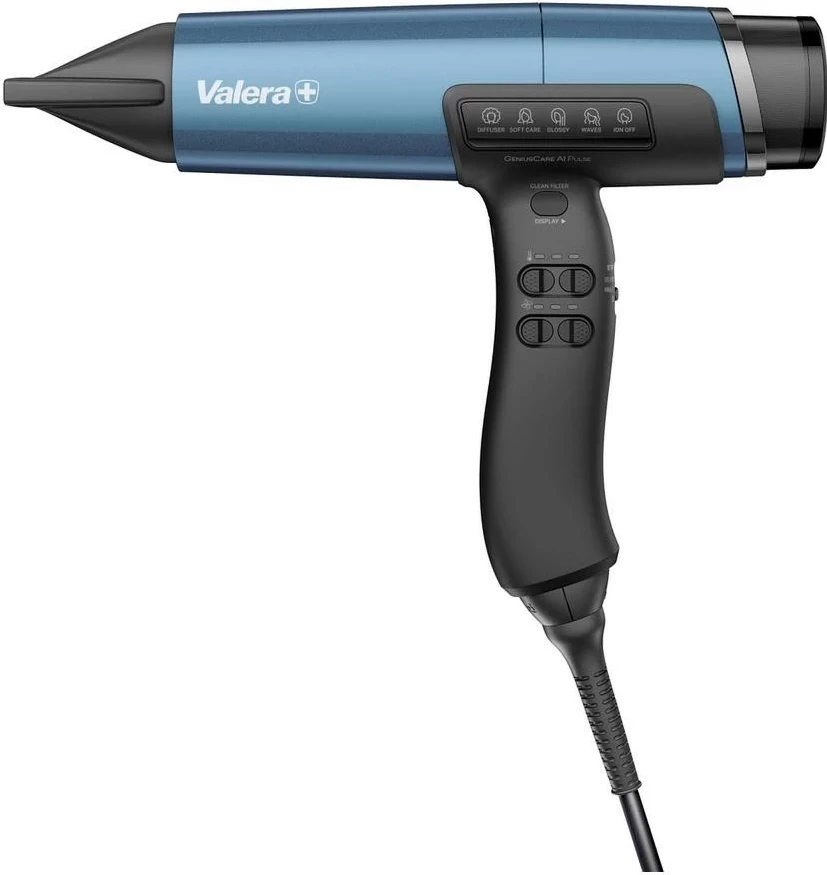 Tharëse flokësh Valera GeniusCare AI Pulse, 2400W, jonizim, ekran LCD, kaltër