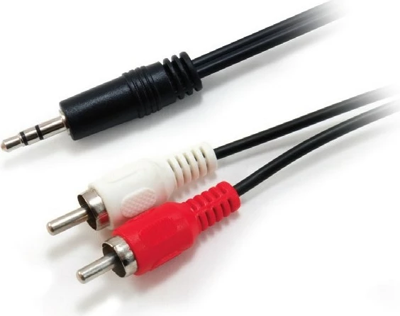 Kabllo audio Equip 3.5mm në 2xRCA, 2.5m, e zezë