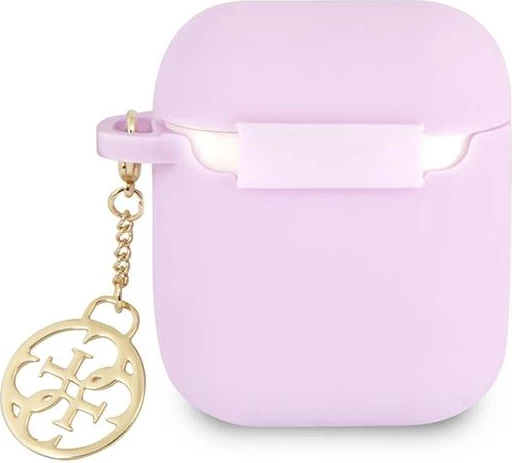 Mbështjellës Guess për AirPods 1/2, silikon, Charm 4G, vjollcë