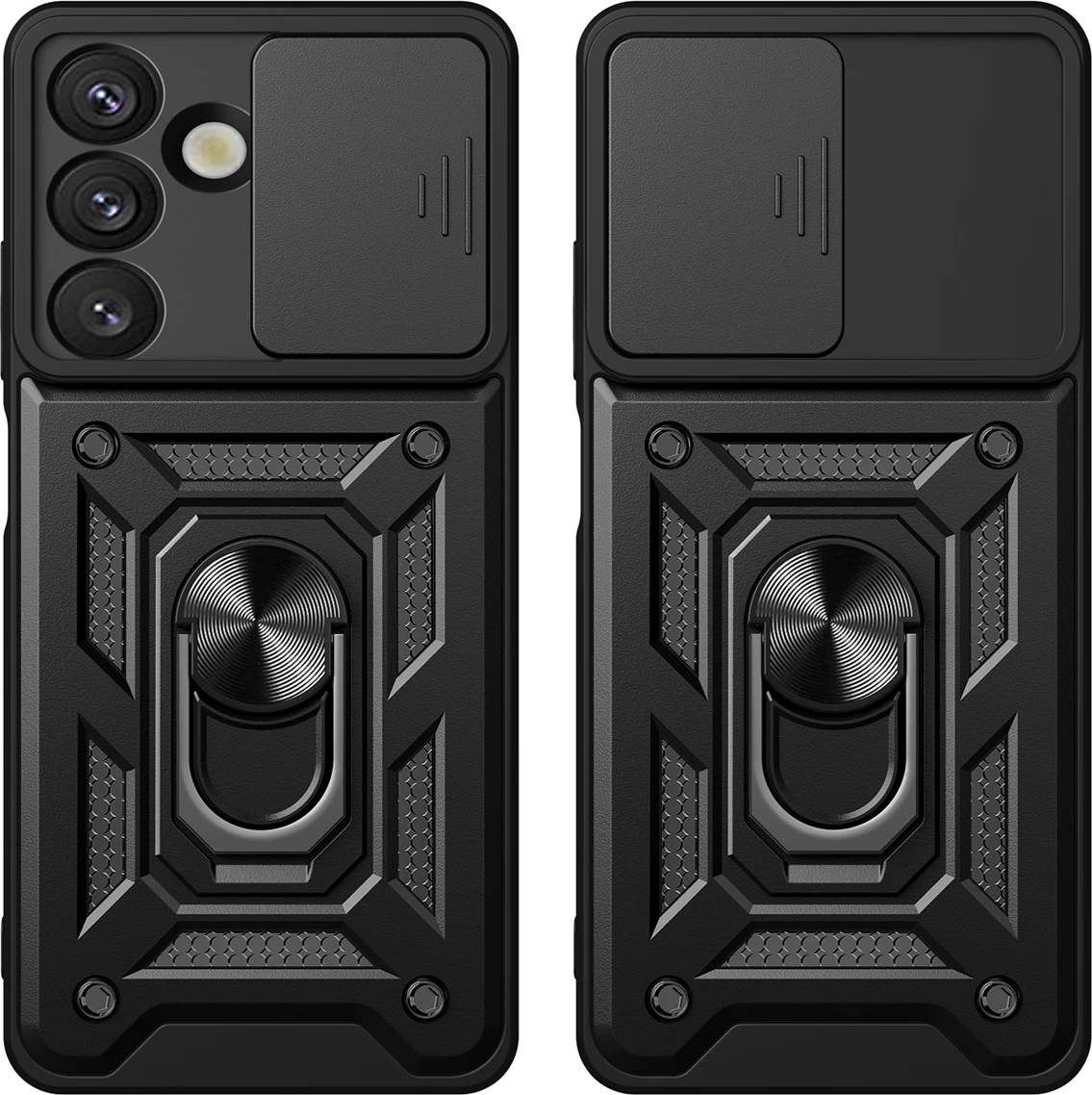 Mbështjellës Hurtel Hybrid Armor Camshield për Realme GT 7 Pro 5G, me qëndrim dhe kapak kamere, Zi