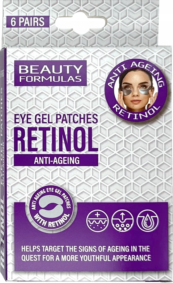 Patches për sy Beauty Formulas Retinol Anti-Ageing për femra, 6 palë