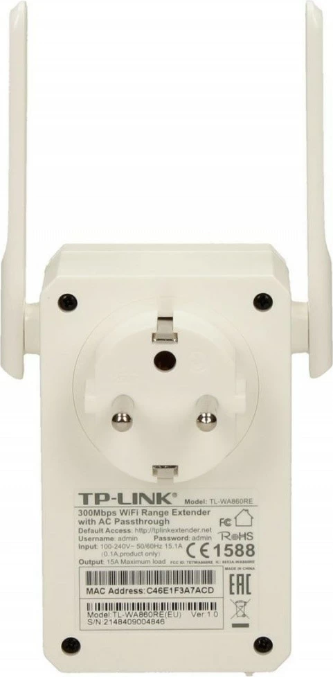 Zgjatues WiFi TP-LINK TL-WA860RE, 300Mb/s, 1xWAN, i bardhë