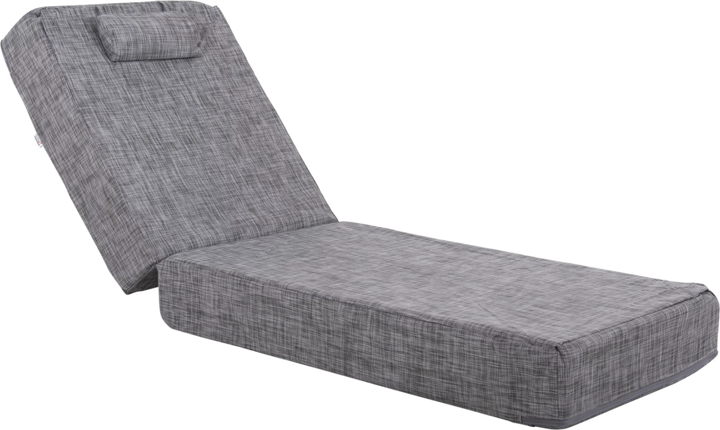 Jastëk për shezlong, tekstilene, ngjyrë gri, Sifnos FH11761.10, 200(120+80)x70x20 cm