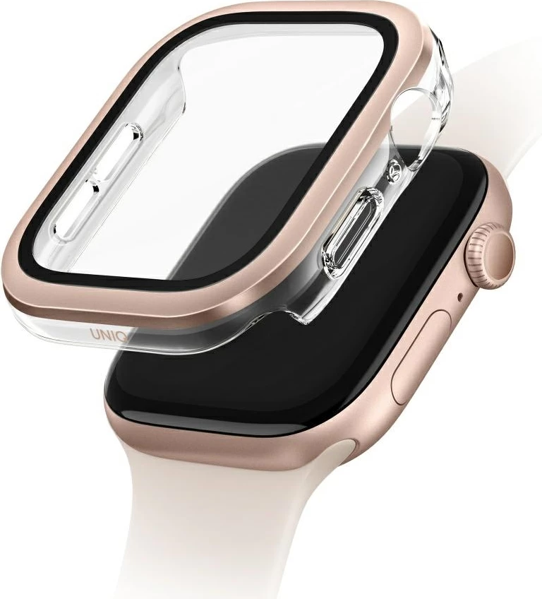 Mbështjellës UNIQ Voute për Apple Watch 10, 46mm, xham i fortë, rozë e artë