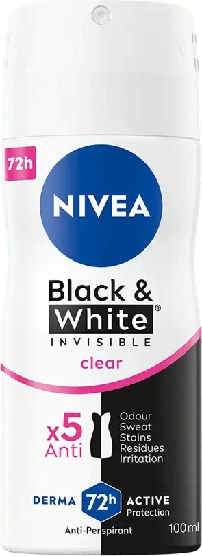Deodorant spray për femra Nivea Black&White Invisible Clear 100ml