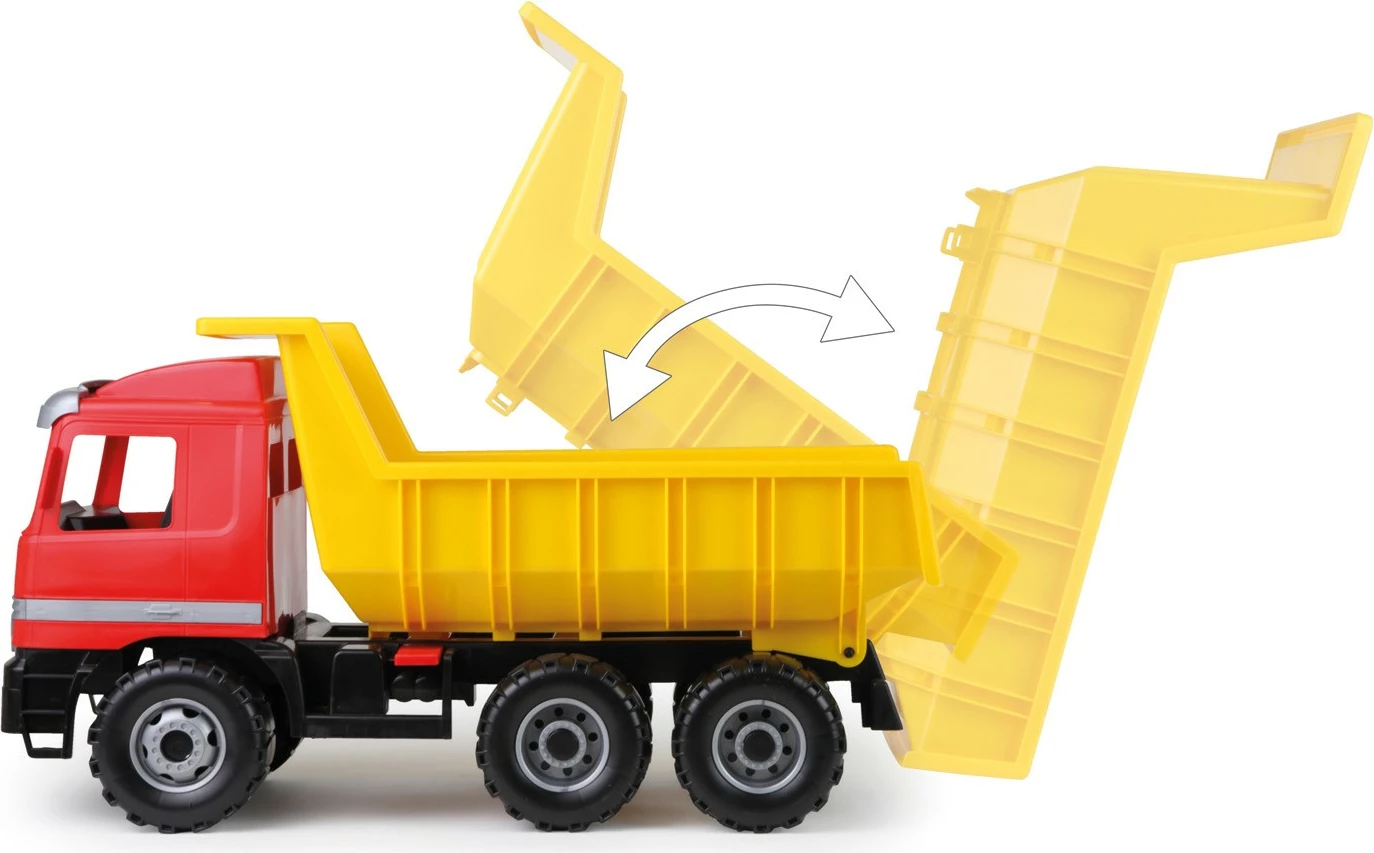 Kamion lodër Lena Mercedes Actros, 62 cm, plastik, Kuq/Verdhë