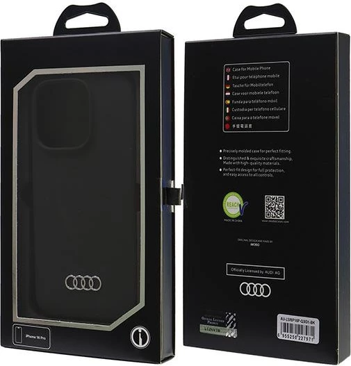 Mbështjellës Audi Silicone Case për iPhone 16 Pro 6.3", zi, hardcase