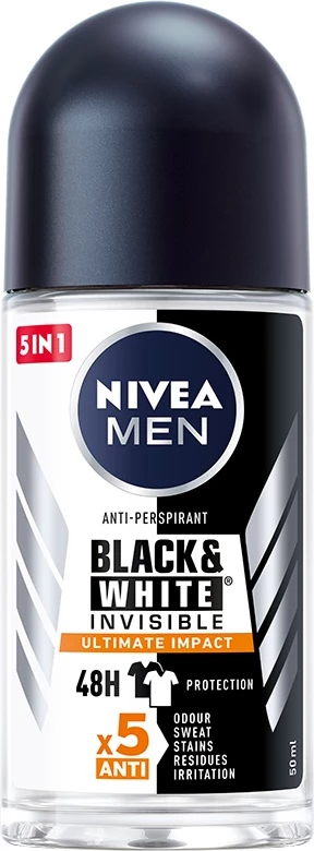 Antiperspirant roll-on për meshkuj Nivea Black&White Invisible Ultimate Impact 50ml