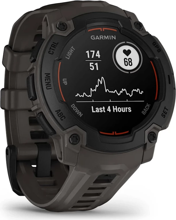 Smartwatch Garmin Instinct® E, Black with Charcoal Silicone Strap, 45 mm
