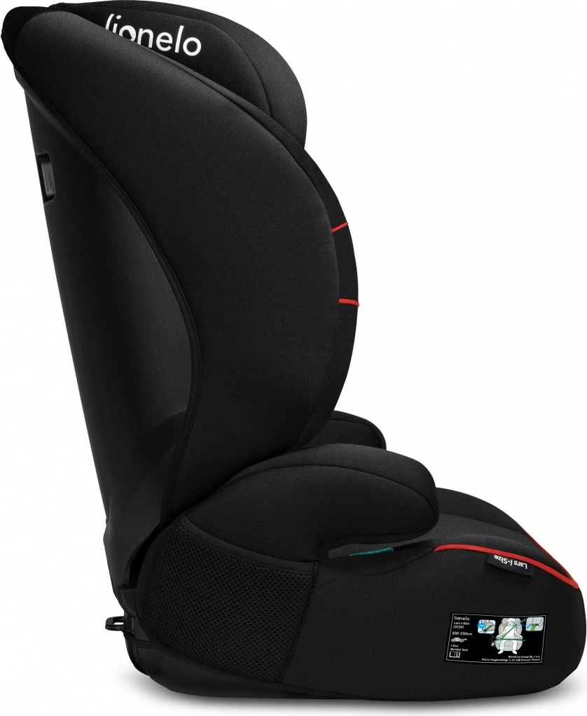 Ulëse për fëmijë për veturë Lionelo Hugo i-Size, 15-36 kg, e zezë e kuqe