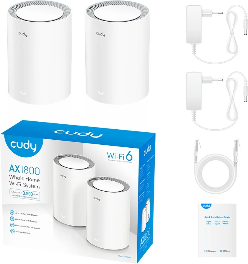 Sistem mesh Cudy AX1800, Wi-Fi 6, i bardhë