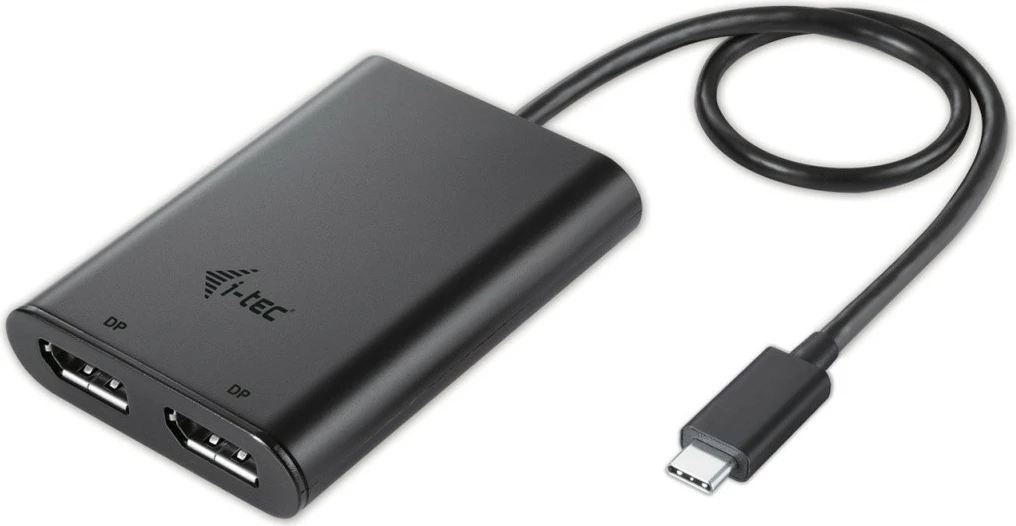 Adapter video USB-C në 2x DisplayPort i-tec C31DUAL4KDP, i zi