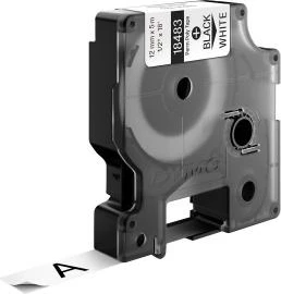 Shirit etiketimi Dymo 18483 (S0718210) 12 mm x 5.5 m, vinyl, i zi në të bardhë