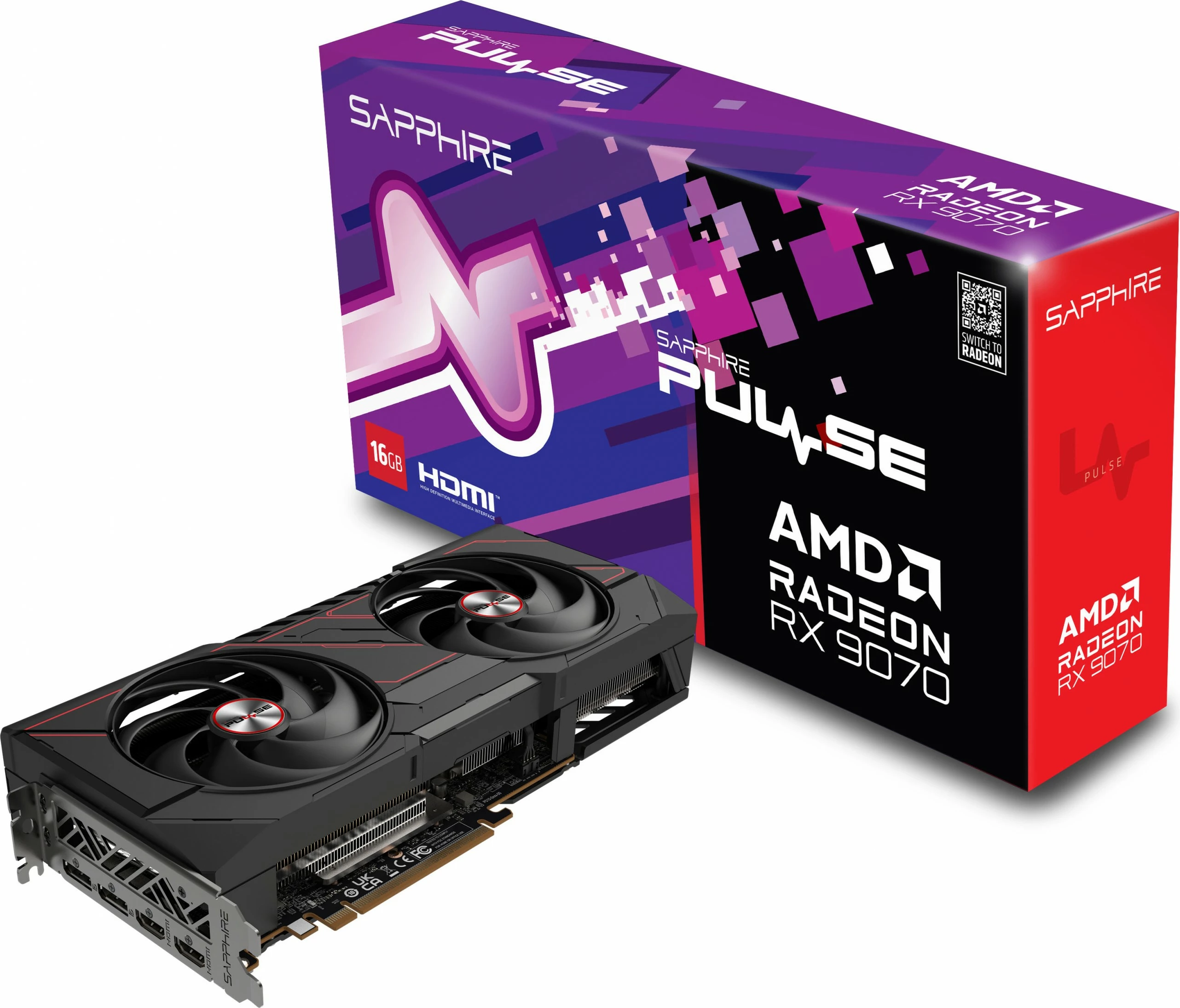 Kartelë grafike Sapphire PULSE Radeon RX 9070, 16 GB, GDDR6, PCI Express x16 5.0, e zezë