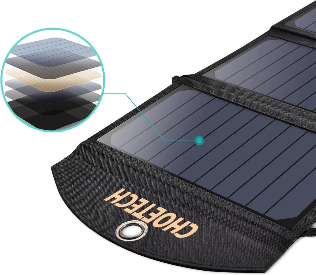 Karikues diellor i palosshëm Choetech SC001, 19W, 2x USB-A, i zi