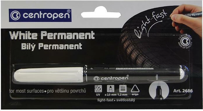 Markerë permanent Centropen 1.2mm, i bardhë