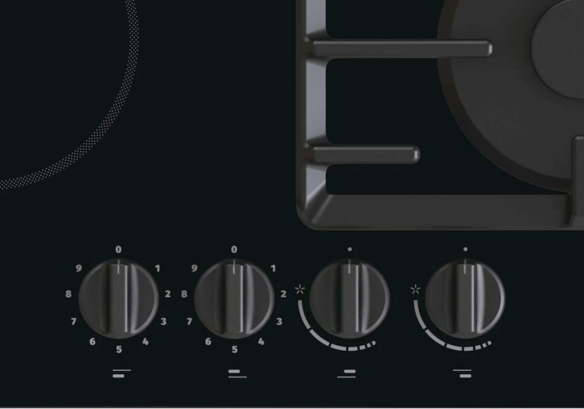 Pllakë gatimi Gorenje GCE691BSC, kombinim gaz-qeramik, 4 zona, e zezë