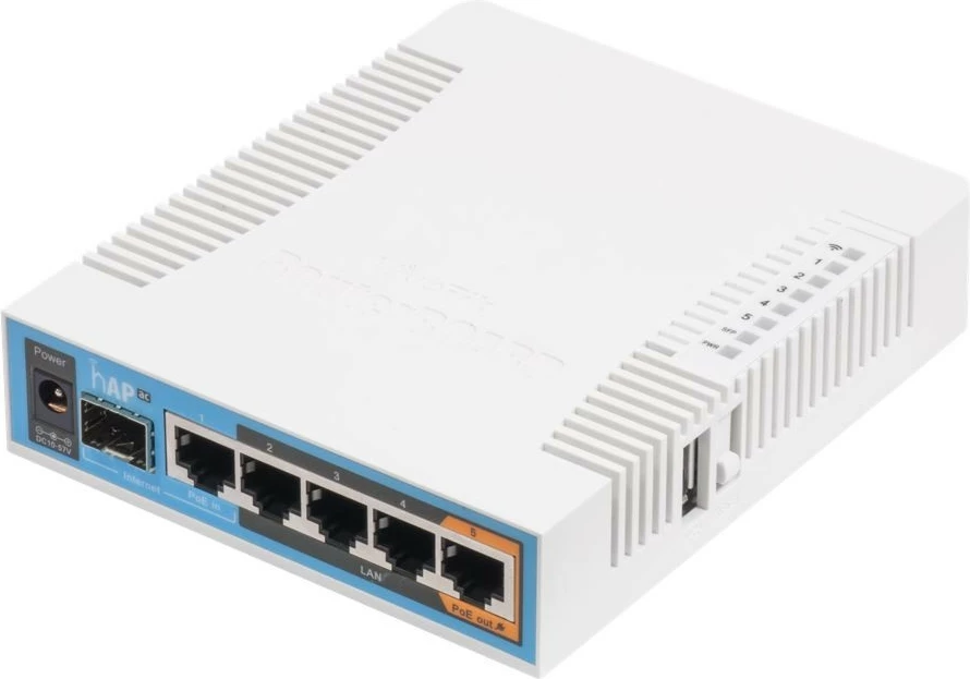 Access point Mikrotik RB962UiGS-5HacT2HnT, dual band, 5 porte Gigabit, SFP, USB, bardhë/blu