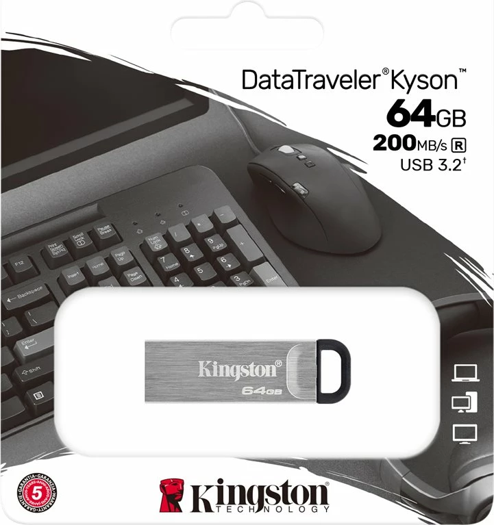 USB Kingston DataTraveler Kyson 64GB, USB 3.2, Argjend